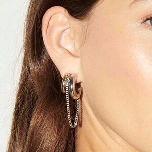 Stainless Steel Casual Women's Color Blocked C-Shaped Tassel Earrings
